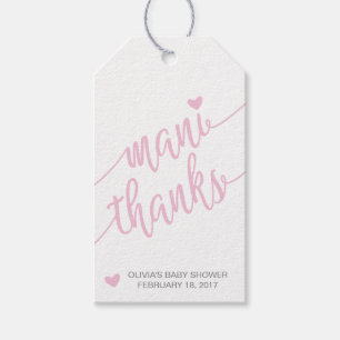 Étiquettes-cadeau Mani Merci Baby shower Merci Tag, Rose