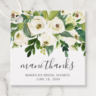 Étiquettes Cadeau Mani Merci Élégant Fleurs Blanches pour une Mariée