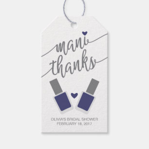 Étiquettes-cadeau Mani Merci Fête des mariées Merci Balise, Bleu