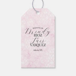 Étiquettes-cadeau Marble Abstract Pink Wedding Script Black 