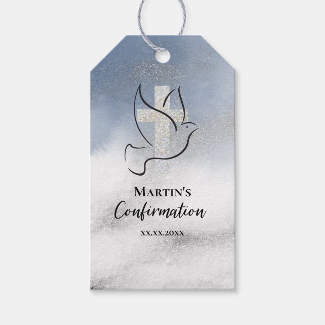 Étiquettes-cadeau Marbre bleu de confirmation (Devant)
