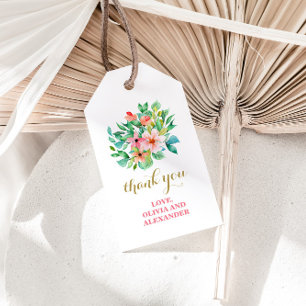 Étiquettes-cadeau Marche cadeau de mariage de plage florale tropical