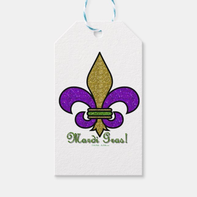 Étiquettes-cadeau Mardi Gras Fleur De Lis Coloré (Devant)