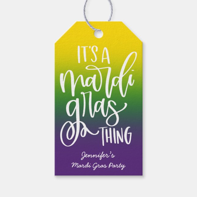 Étiquettes-cadeau Mardi Gras Party Text Design Ombre (Devant)