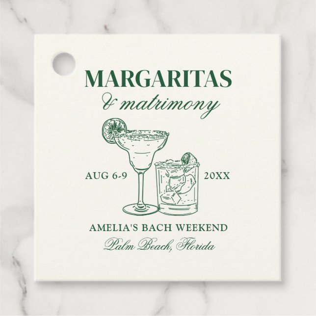 Étiquettes Cadeau Margaritas & Matrimony Bach (Devant)