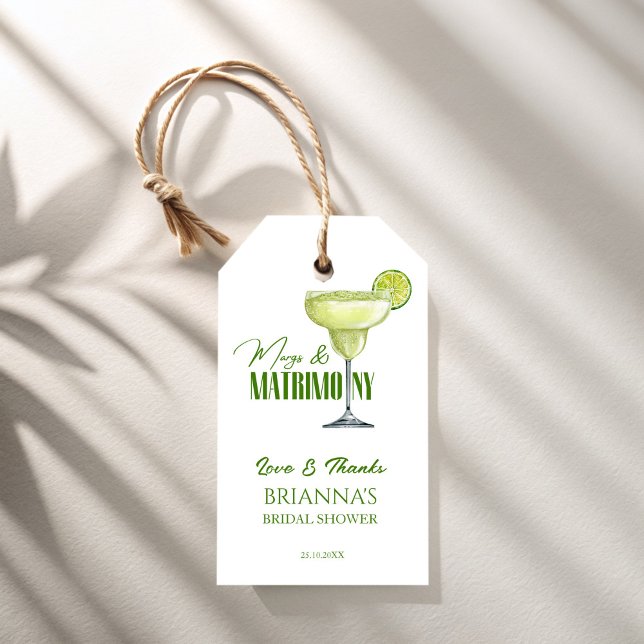 Étiquettes-cadeau Margs et mariage douche de mariée monogrammée (Margs and matrimony bridal shower monogrammed personalized favor gift tags thank you favor tags)