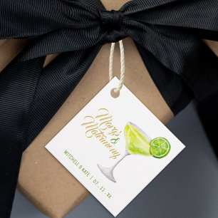 Étiquettes Cadeau Margs & Matrimony Vert et Or Fête de Fiançailles