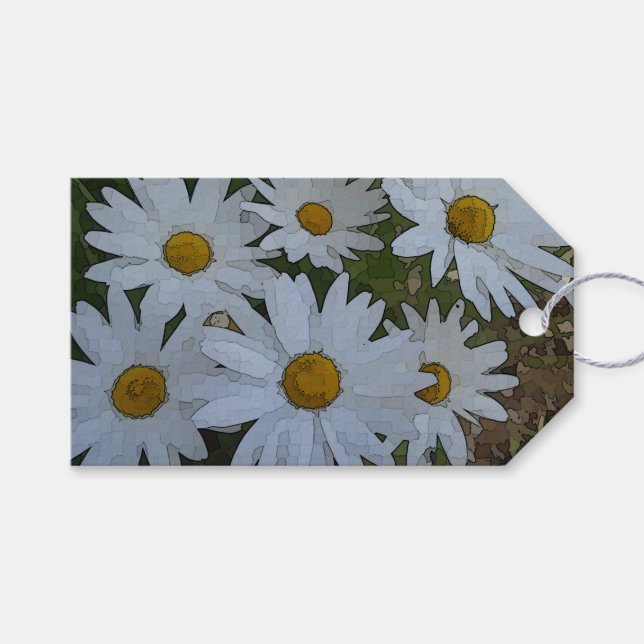 Étiquettes-cadeau Marguerite blanche (Devant (Horizontal))