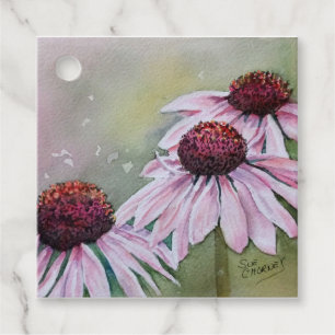 Étiquettes Cadeau Marguerites d'échinacée rose