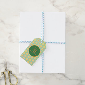 Étiquettes-cadeau Marguerites printanières sur fond vert sauge paste