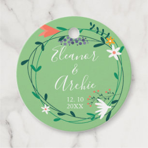 Étiquettes Cadeau Mariage à la guirlande florale champêtre