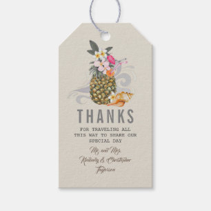 Étiquettes-cadeau Mariage à la plage d'ananas tropical