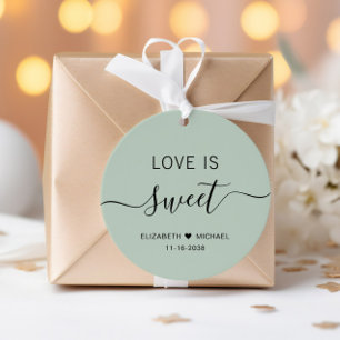 Étiquettes Cadeau Mariage à la Sauge Verte Douce Amour