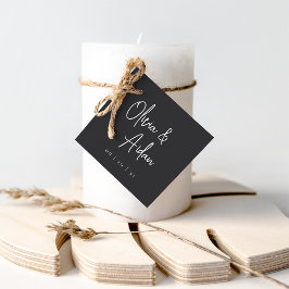 Étiquettes Cadeau Mariage à l'encre moderne noir et blanc