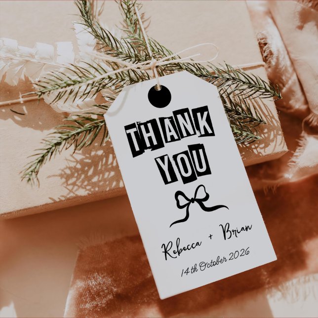 Étiquettes-cadeau Mariage à mâchoires en noir et blanc (Créateur téléchargé)