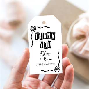 Étiquettes-cadeau Mariage à mâchoires en noir et blanc