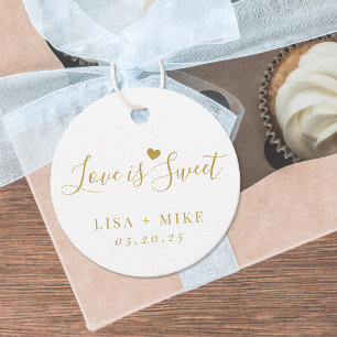 Étiquettes Cadeau Mariage Amour Sucré Blanc et Or