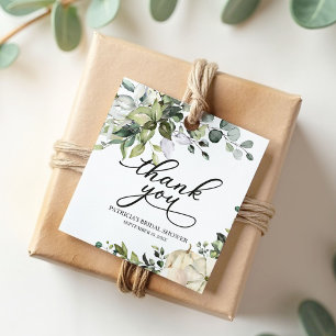 Étiquettes Cadeau Mariage automnal avec citrouille et verdure