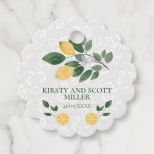 Étiquettes Cadeau Mariage aux citrons siciliens aquarelle