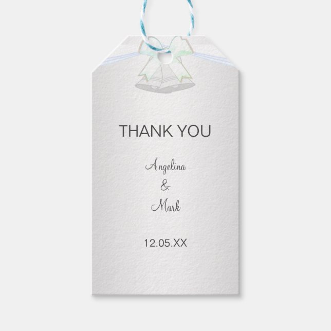 Étiquettes-cadeau Mariage blanc argenté (Devant)