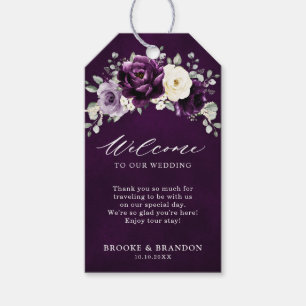 Étiquettes-cadeau Mariage blanc d'aubergine violet de prune ivoire B