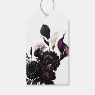 Étiquettes-cadeau Mariage Blanc Floral Romantique Sombre Humeur