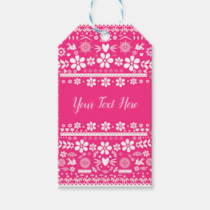 Étiquettes-cadeau Mariage Blanc Rose Chaud Picado Mexicain