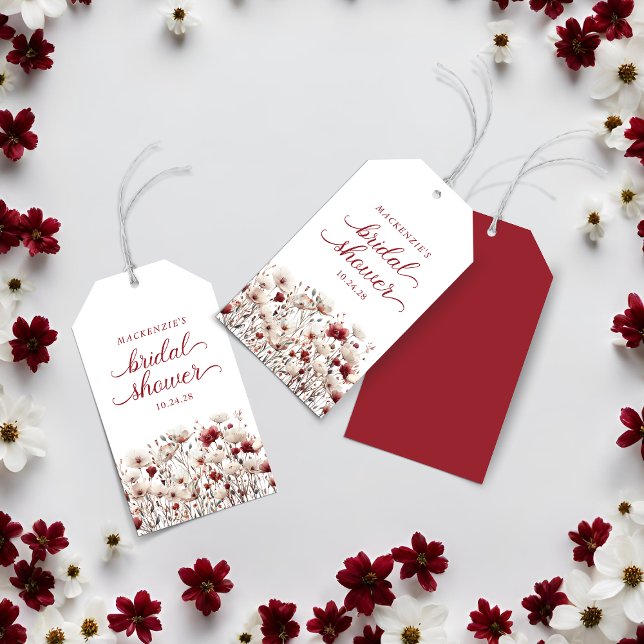 Étiquettes-cadeau Mariage bohème champêtre d'été (Boho Summer Wildflower Bridal Shower Gift Tags)