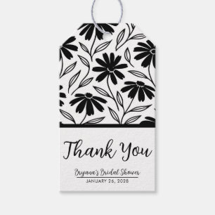 Étiquettes-cadeau Mariage Bohème Fleurs de Pissenlit à l'Encre Noire