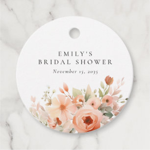 Étiquettes Cadeau Mariage Bohème Floral Saumon