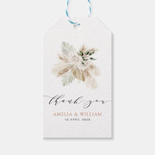 Étiquettes-cadeau mariage bohomian pampas herbe et verdure