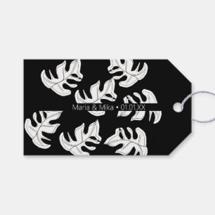 Étiquettes-cadeau Mariage botanique noir de Monstera