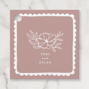 Étiquettes Cadeau Mariage botanique rose floral