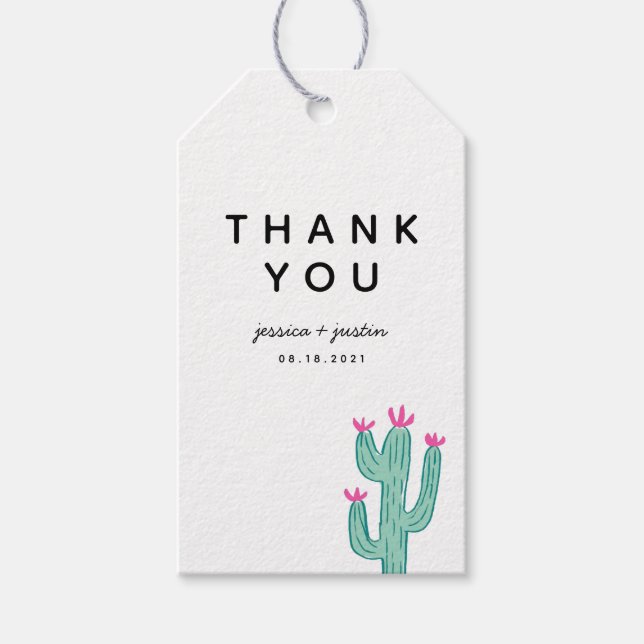 Étiquettes-cadeau Mariage Cactus simple Merci Favoriser (Devant)
