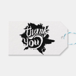 Étiquettes-cadeau Mariage cadeau Merci noir et blanc Paint Splat