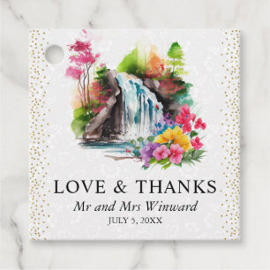 Étiquettes Cadeau Mariage Cascade de Printemps Floral Aquarelle