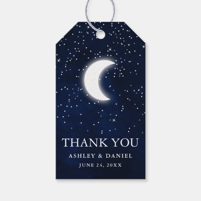 Étiquettes-cadeau Mariage céleste Sky Moon étoiles Merci (Devant)