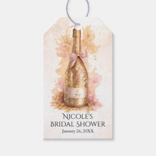 Étiquettes-cadeau Mariage Champagne Bulles Et Paillettes D'or