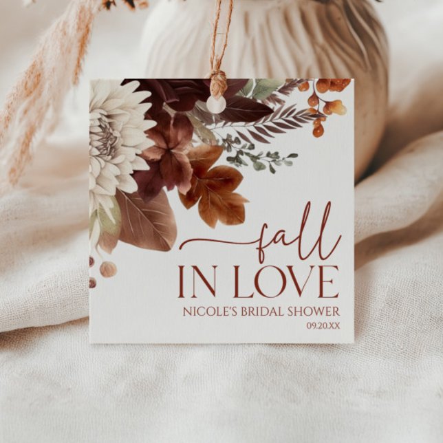 Étiquettes Cadeau Mariage Champêtre Automne Amour Floral Bordeaux (Créateur téléchargé)