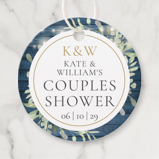 Étiquettes Cadeau Mariage champêtre avec monogramme et verdure pour  (Devant)