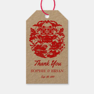 Étiquettes-cadeau Mariage chinois double Inséparables du bonheur