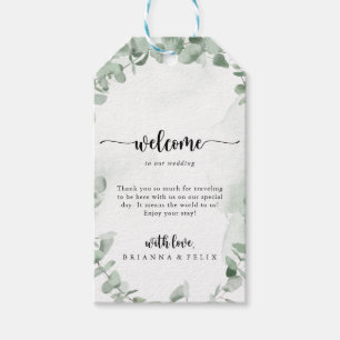 Étiquettes-cadeau Mariage classique de feuillage vert Eucalyptus Bie
