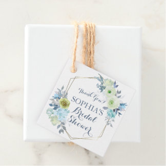 Étiquettes Cadeau Mariage Classiquement Élégant avec Fleurs Bleues 