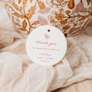 Étiquettes Cadeau Mariage Coeur Doodle Rose Fantaisie