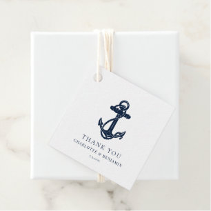 Étiquettes Cadeau Mariage côtier de l'Ancre bleue marine personnalis