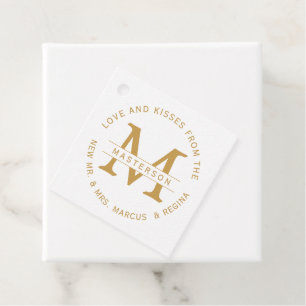 Étiquettes Cadeau Mariage Couple Monogramme Amour et Baisers