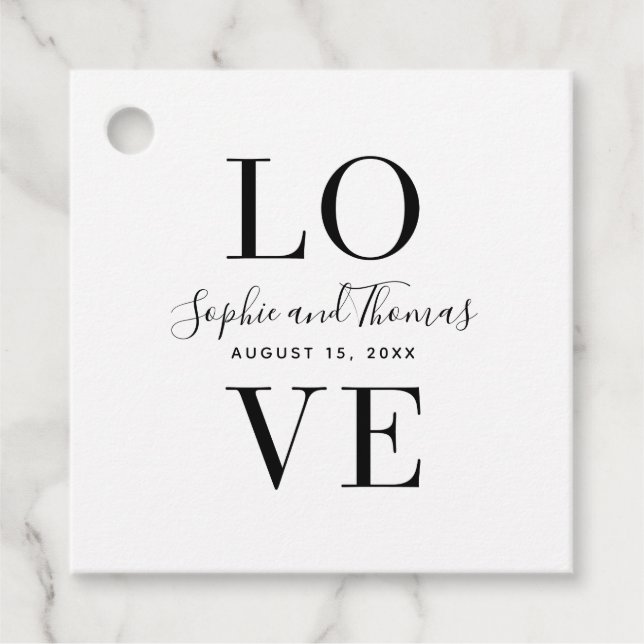Étiquettes Cadeau Mariage d'amour élégant moderne (Devant)