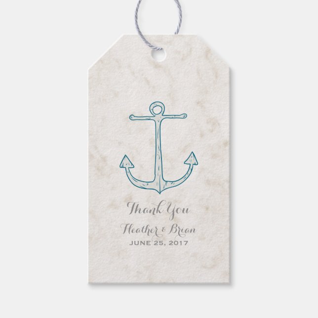 Étiquettes-cadeau Mariage d'Ancres Royal Blue Rustic (Devant)
