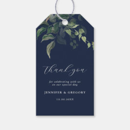 Étiquettes-cadeau Mariage d'aquarelle botanique bleu marine