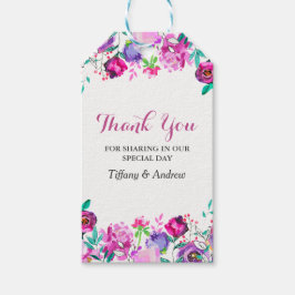 Étiquettes-cadeau Mariage d'aquarelle de la Monnaie rose violet